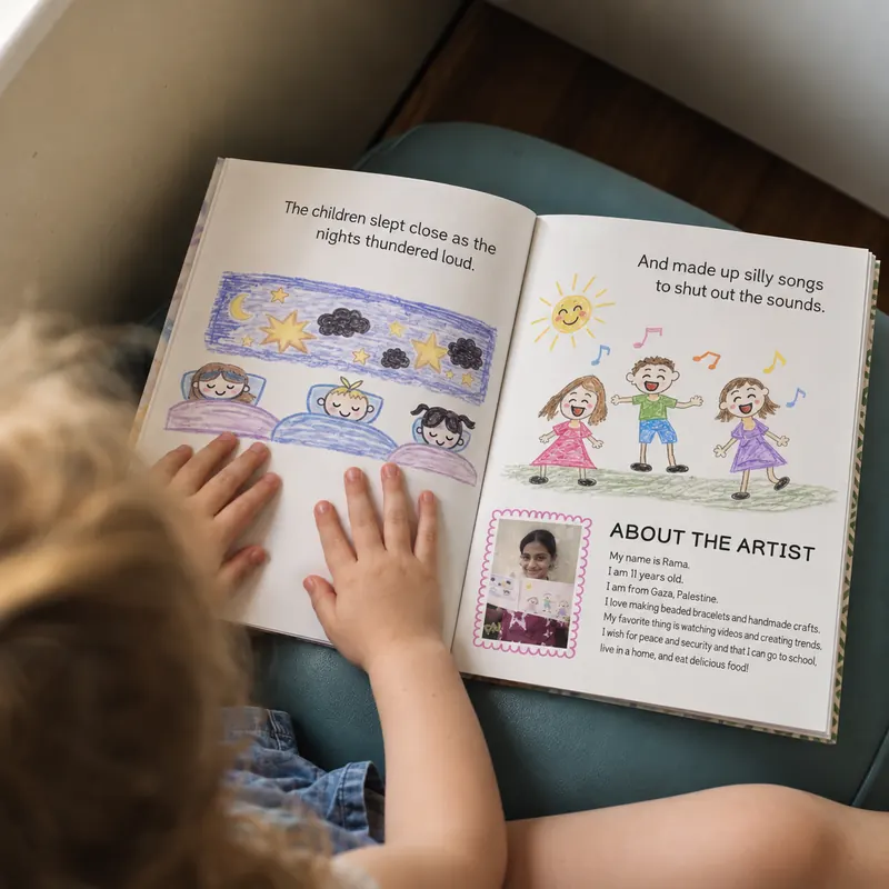 Pages of the book illustrated by children